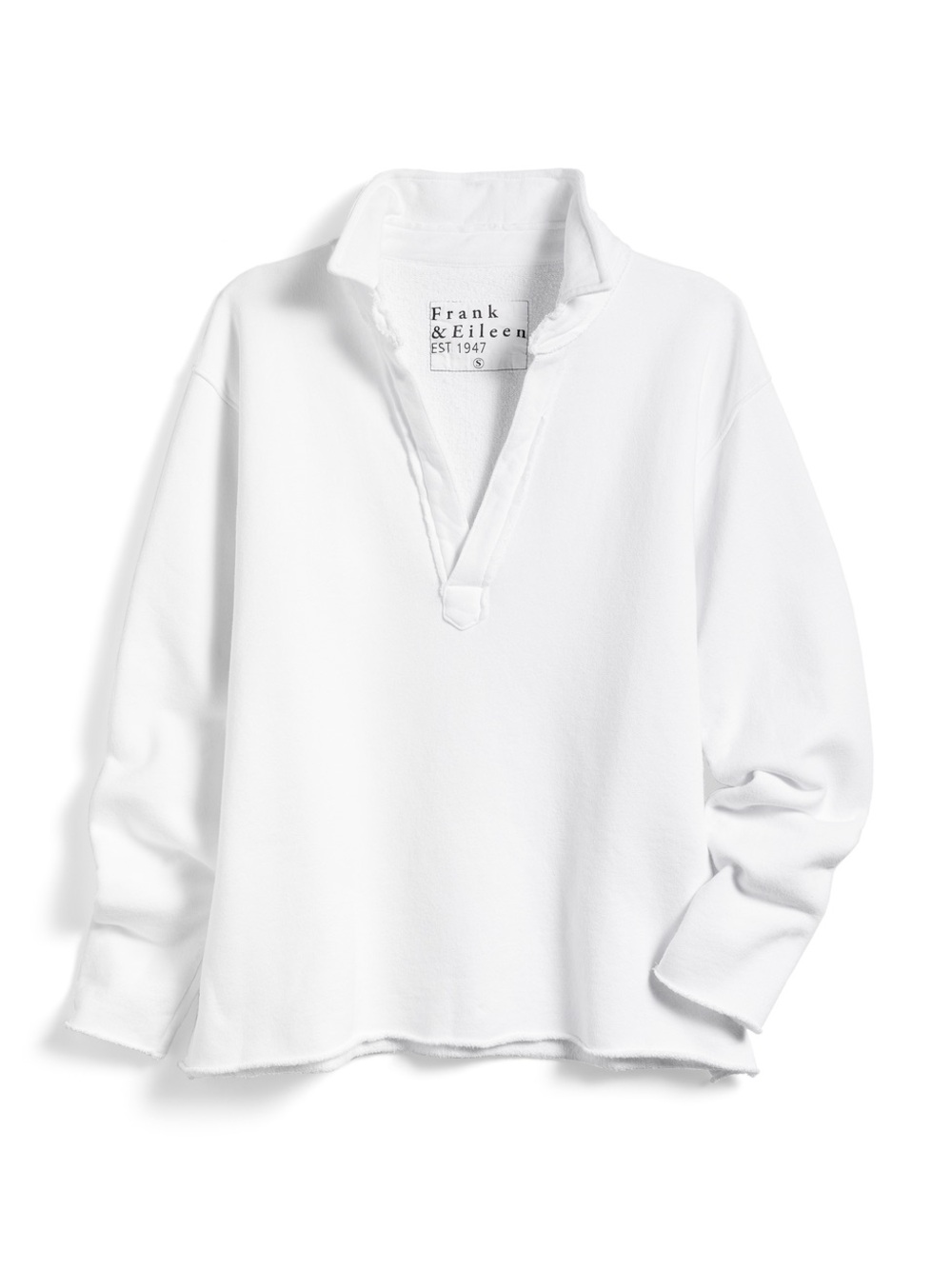 Frank & Eileen White V‑Neck Popover Sweatshirt